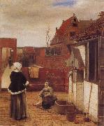 Pieter de Hooch, A Woman and her Maid in  Courtyard